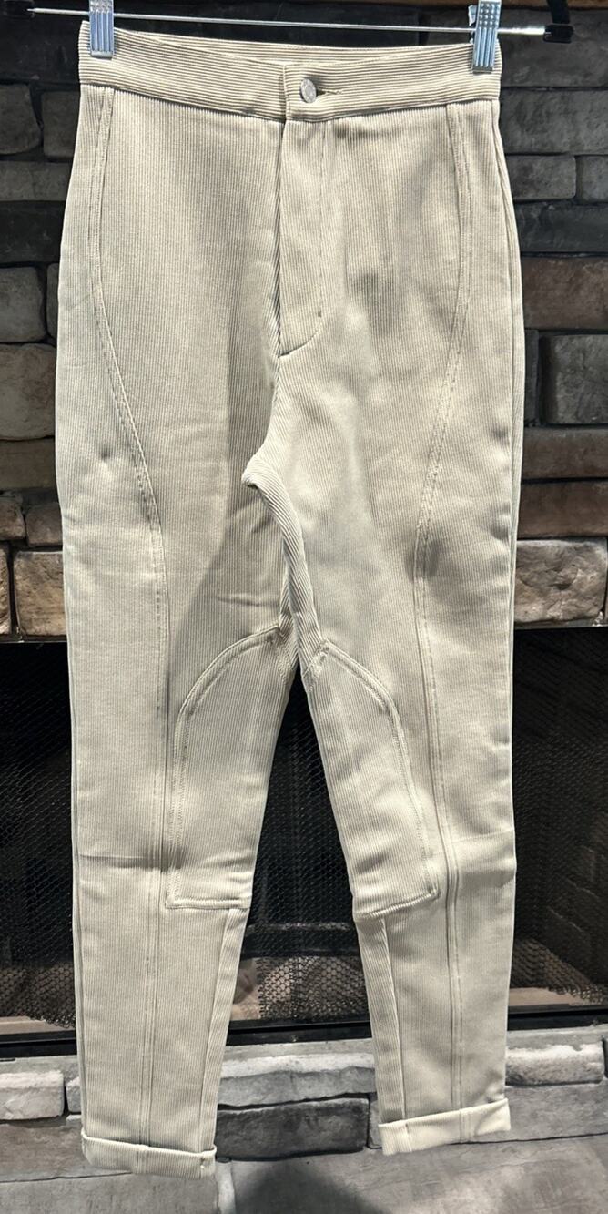 Women’s Y2K Vintage GUESS Khaki Ribbed Cuffed Riding Pants Size 28 *B7